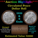 ***Auction Highlight*** Full solid Date Peace silver dollar roll, 20 coin 1926 & 'P' Ends (fc)