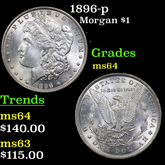 1896-p Morgan Dollar $1 Grades Choice Unc