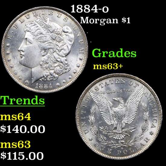 1884-o Morgan Dollar $1 Grades Select+ Unc