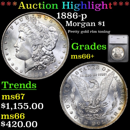 1886-p Morgan Dollar $1 Graded ms66+ By SEGS