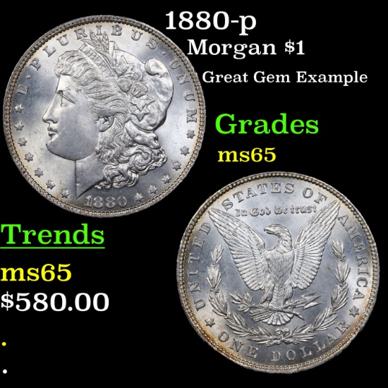 1880-p Morgan Dollar $1 Grades GEM Unc