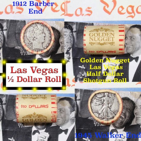 ***Auction Highlight*** Old Casino 50c Roll $10 Halves Las Vegas Casino Golden Nugget 1945 Walker &