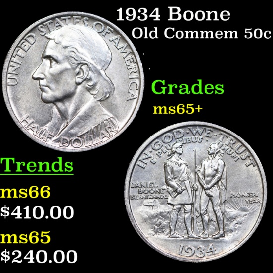 1934 Boone Old Commem Half Dollar 50c Grades GEM+ Unc