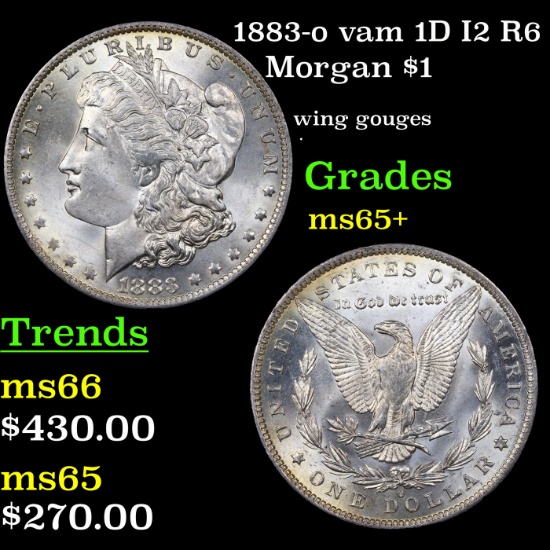 1883-o vam 1D I2 R6 Morgan Dollar $1 Grades GEM+ Unc