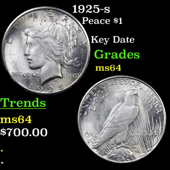 1925-s Peace Dollar $1 Grades Choice Unc