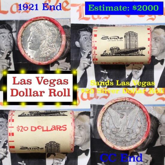 ***Auction Highlight*** Full Morgan/Peace Casino Las Vegas Sands silver $1 roll $20, 1921 & CC end (