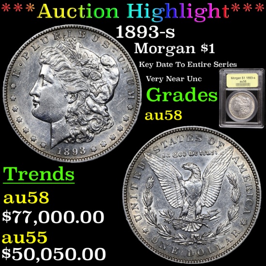 ***Auction Highlight*** 1893-s Morgan Dollar $1 Graded Choice AU/BU Slider By USCG (fc)