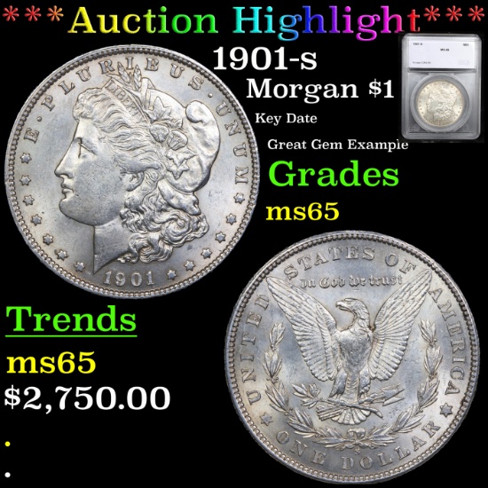 ***Auction Highlight*** 1901-s Morgan Dollar $1 Graded ms65 By SEGS (fc)