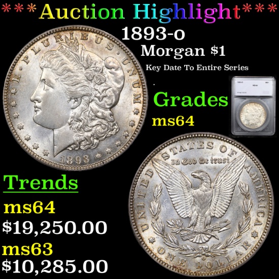 ***Auction Highlight*** 1893-o Morgan Dollar $1 Graded ms64 By SEGS (fc)