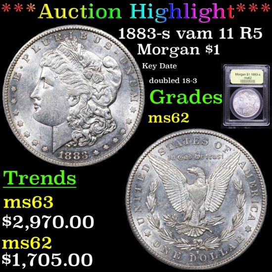 ***Auction Highlight*** 1883-s vam 11 R5 Morgan Dollar $1 Graded Select Unc By USCG (fc)