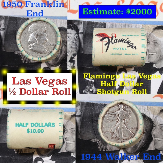 ***Auction Highlight*** Old Casino 50c Roll $10 Halves Las Vegas Casino Stardust 1944 Walker & 1950