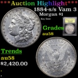 ***Auction Highlight*** 1884-s /s Vam 3 Morgan Dollar $1 Graded Choice AU/BU Slider By USCG (fc)