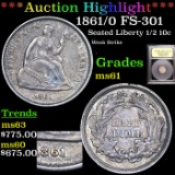 ***Auction Highlight*** 1861/0 FS-301 Seated Liberty Half Dime 1/2 10c Graded BU+ By USCG (fc)