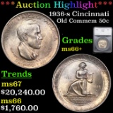 ***Auction Highlight*** 1936-s Cincinnati Old Commem Half Dollar 50c Graded ms66+ By SEGS (fc)