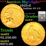 ***Auction Highlight*** 1925-d Gold Indian Quarter Eagle $2 1/2 Graded ms64+ By SEGS (fc)