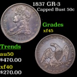 1837 GR-3 Capped Bust Half Dollar 50c Grades xf+