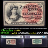 1870's US Fractional Currency 10¢ Fourth Issue Fr-1258 40MM Seal Unwatermarked Graded cu64 By PMG
