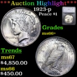 ***Auction Highlight*** 1923-p Peace Dollar $1 Graded ms66+ By SEGS (fc)