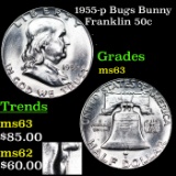 1955-p Bugs Bunny Franklin Half Dollar 50c Grades Select Unc