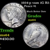1934-p vam 1G R5 Peace Dollar $1 Grades Choice Unc