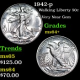 1942-p Walking Liberty Half Dollar 50c Grades Choice+ Unc