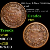 1863 Army & Navy F-220-322a Civil War Token 1c Grades vf+