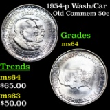 1954-p Wash/Car Old Commem Half Dollar 50c Grades Choice Unc