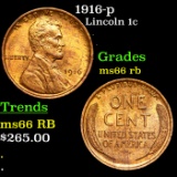 1916-p Lincoln Cent 1c Grades GEM+ Unc RB