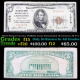1929 $5 National Currency 'TheMiflin County National Bank Of Lewistown, PA' TY I Grades f+