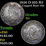 1826 O-105 R3 Capped Bust Half Dollar 50c Grades f+