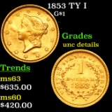 1853 TY I Gold Dollar $1 Grades Unc Details