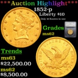 ***Auction Highlight*** 1852-p Gold Liberty Eagle $10 Graded ms62 By SEGS (fc)