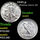 1945-p Walking Liberty Half Dollar 50c Grades Choice Unc