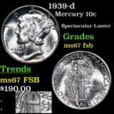 1939-d Mercury Dime 10c Grades GEM++ FSB