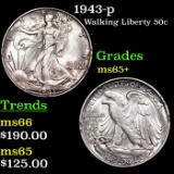 1943-p Walking Liberty Half Dollar 50c Grades GEM+ Unc