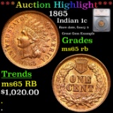 ***Auction Highlight*** 1865 Indian Cent 1c Graded ms65 rb By SEGS (fc)