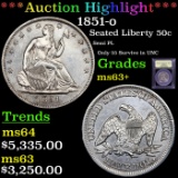 ***Auction Highlight*** 1851-o Seated Half Dollar 50c Graded Select+ Unc By USCG (fc)