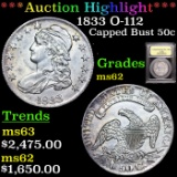 ***Auction Highlight*** 1833 O-112 Capped Bust Half Dollar 50c Graded Select Unc By USCG (fc)