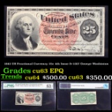 1863 US Fractional Currency 25c 4th Issue fr-1307 George Washinton Graded cu63 EPQ By PMG