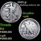 1921-p Walking Liberty Half Dollar 50c Grades vg+