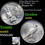 1923-p Top 50 Vam 1A1 I3 R6 'Wisker Jaw' Peace Dollar $1 Grades GEM Unc