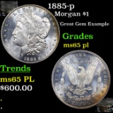 1885-p Morgan Dollar $1 Grades GEM Unc PL