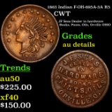 1863 Indian F-OH-695A-3A R5 Civil War Token 1c Grades AU Details