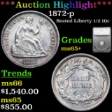 ***Auction Highlight*** 1872-p Seated Liberty Half Dime 1/2 10c Graded ms65+ By SEGS (fc)