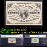 1865 US Fractional Currency 3c Third Issue fr-1226 Washingon Light Background Graded xf45 EPQ By PMG