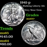 1941-p Walking Liberty Half Dollar 50c Grades Choice+ Unc