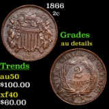 1866 Two Cent Piece 2c Grades AU Details