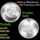 1952-p Wash/car Old Commem Half Dollar 50c Grades Select Unc