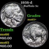 1938-d Buffalo Nickel 5c Grades GEM+ Unc