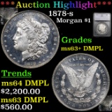 ***Auction Highlight*** 1878-s Morgan Dollar $1 Graded ms63+ DMPL By SEGS (fc)